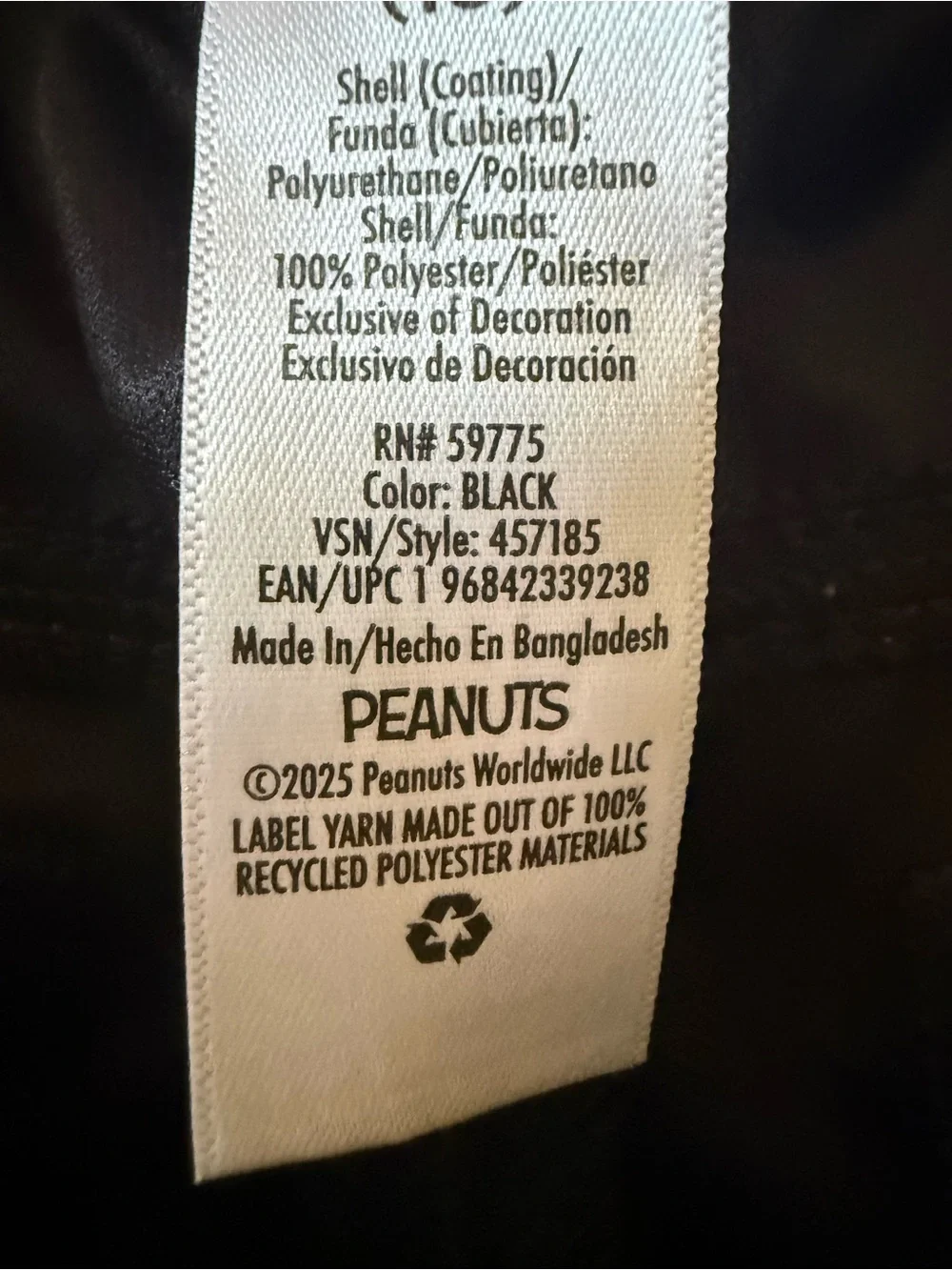 Snoopy & Woodstock Girls Justice Black Pleather Cargo Pants Size M (10)